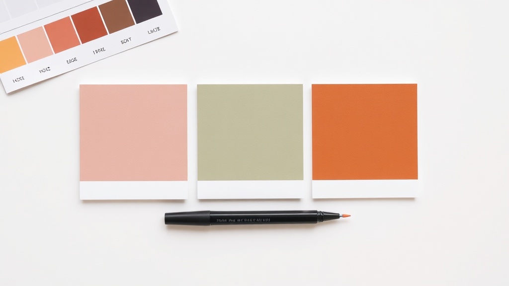 統一感のあるカラーパレットとカード3枚が並んだCanvaブランドキット機能のイメージ