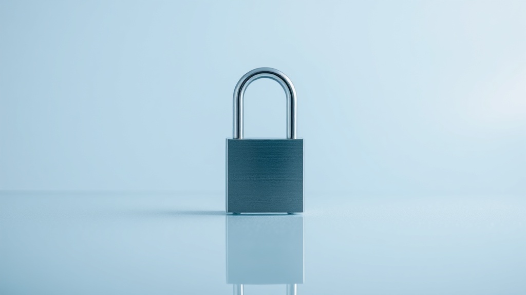 ビジネスソフトウェアのセキュリティとコンプライアンスを象徴する金属製の南京錠
