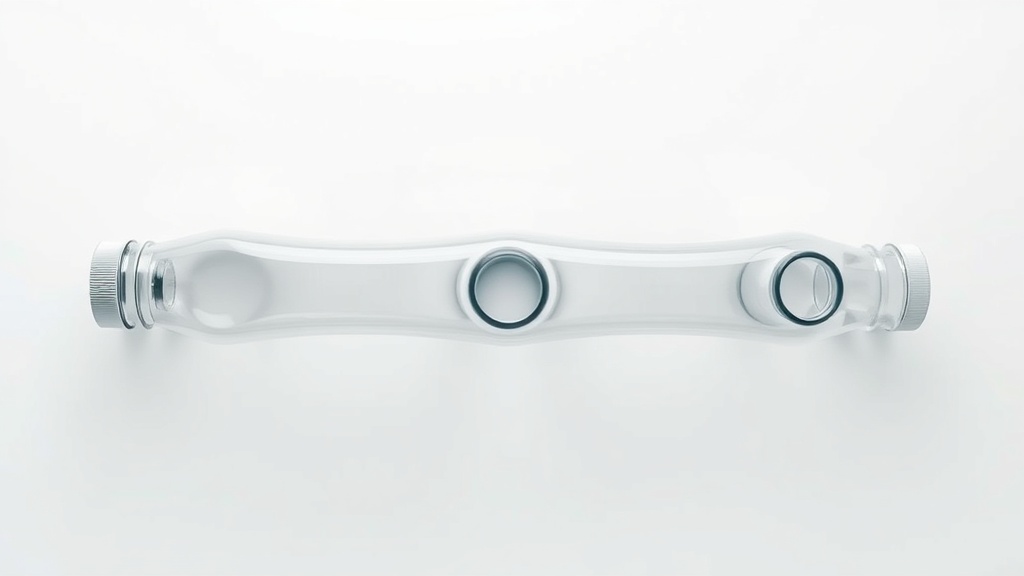 透明なガラス管で表現されたボトルネックの概念図、LPの問い合わせ阻害要因を視覚的に表現