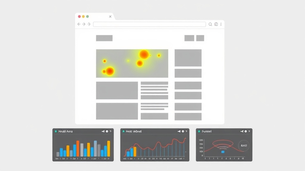 ヒートマップ分析とGA4ダッシュボードを表示したLP改善分析画面の例