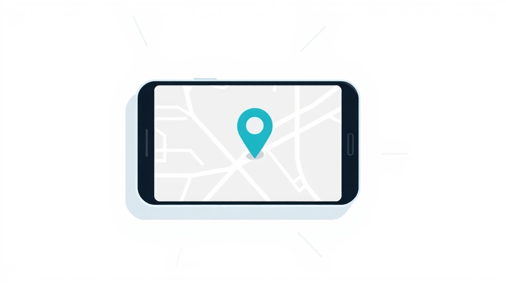 スマートフォンに表示された地図アプリと位置マーカーのMEO対策イメージ