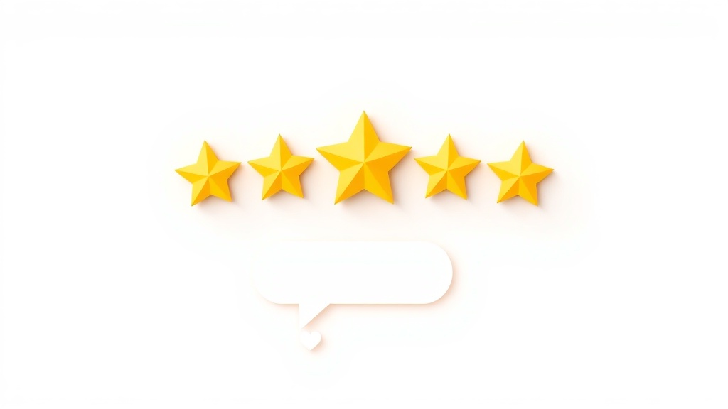 5つ星評価と吹き出しのイラスト - 口コミ増加の成果を表現するビジネス向けアイコン